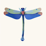 Studio Roof Blue Dragonfly Cardboard Wall Art shown built. 