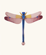 Studio Roof pink dragonfly cardboard wall art kit shown built.