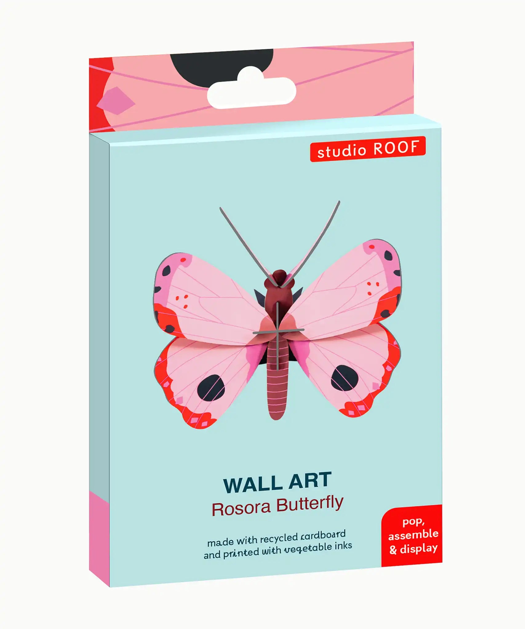 Studio Roof Insect pink Rosora Butterfly DIY wall art kit in it's box.