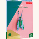Studio Roof 3D cardboard jade grasshopper craft kit shown in it's packaging
