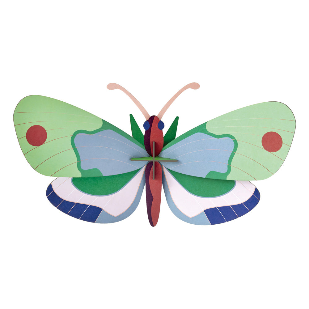 Studio roof eco-friendly mint forest butterfly craft model on a white background
