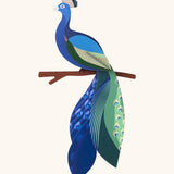 A Studio Roof 3D paradise peacock bird perched on a branch cardboard wall art craft kit fully assembled 