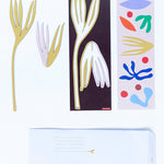 Studio ROOF pop out card in Amelia design. Picture shows flat card and pre popped out pieces all laid flat on white background
