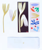Studio ROOF pop out card in Amelia design. Picture shows flat card and pre popped out pieces all laid flat on white background