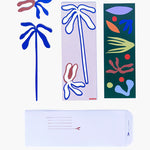 Studio ROOF pop out card in Palma design. Picture shows flat card and pre popped out pieces all laid flat on white background
