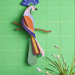 Tinjil and Maya bird of Paradise together on a light green tilled background