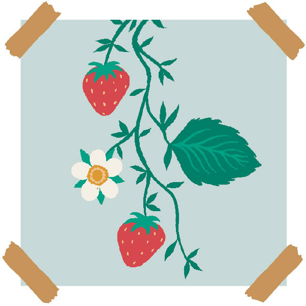Sul y Mamau Welsh Mother's day graphic with strawberries and leaves. 