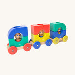 Tegu Big Top Tram Toy - Magnetic Blocks Train set with little peg  people in each of the three carriages. 