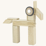 A animal made from the Tegu magnetic wooden tiles and wheels