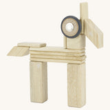 A animal made from the Tegu magnetic wooden tiles and wheels