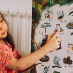 A child pointing The Phive Enchanting Woodland Alphabet Print