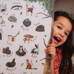 A close up of a child holding The Phive Enchanting Woodland Alphabet Print