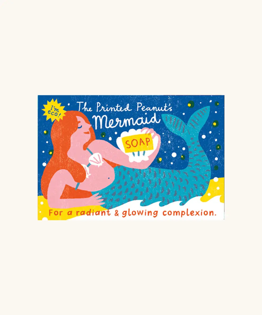 The Printed Peanut mermaid rose natural handmade soap showing decorative packaging box 