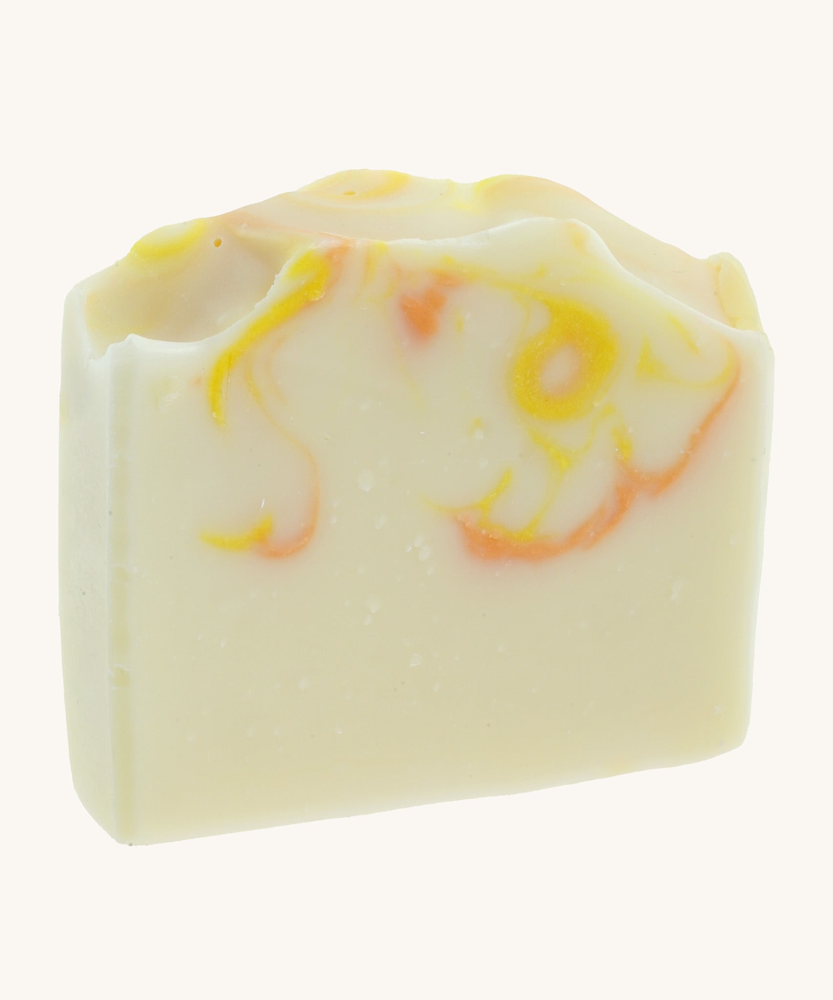 The Soapmine heulwen/sunshine bar. A Handmade soap available at Babipur with Bergamot and Mandarin essential oil swirls