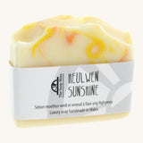 The Soapmine heulwen/sunshine bar. A Handmade soap available at Babipur with Bergamot and Mandarin essential oils. Comes with branding paper strip. 