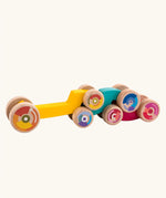 Tobe 3ple Stacking Cars wooden toys. Pink, blue and yellow coloured toy cars.
