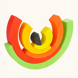 Tobe asymmetrical arches green, orange & yellow wooden toy.