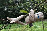 Tobe hempions soft sloth rag doll hanging from a tree branch