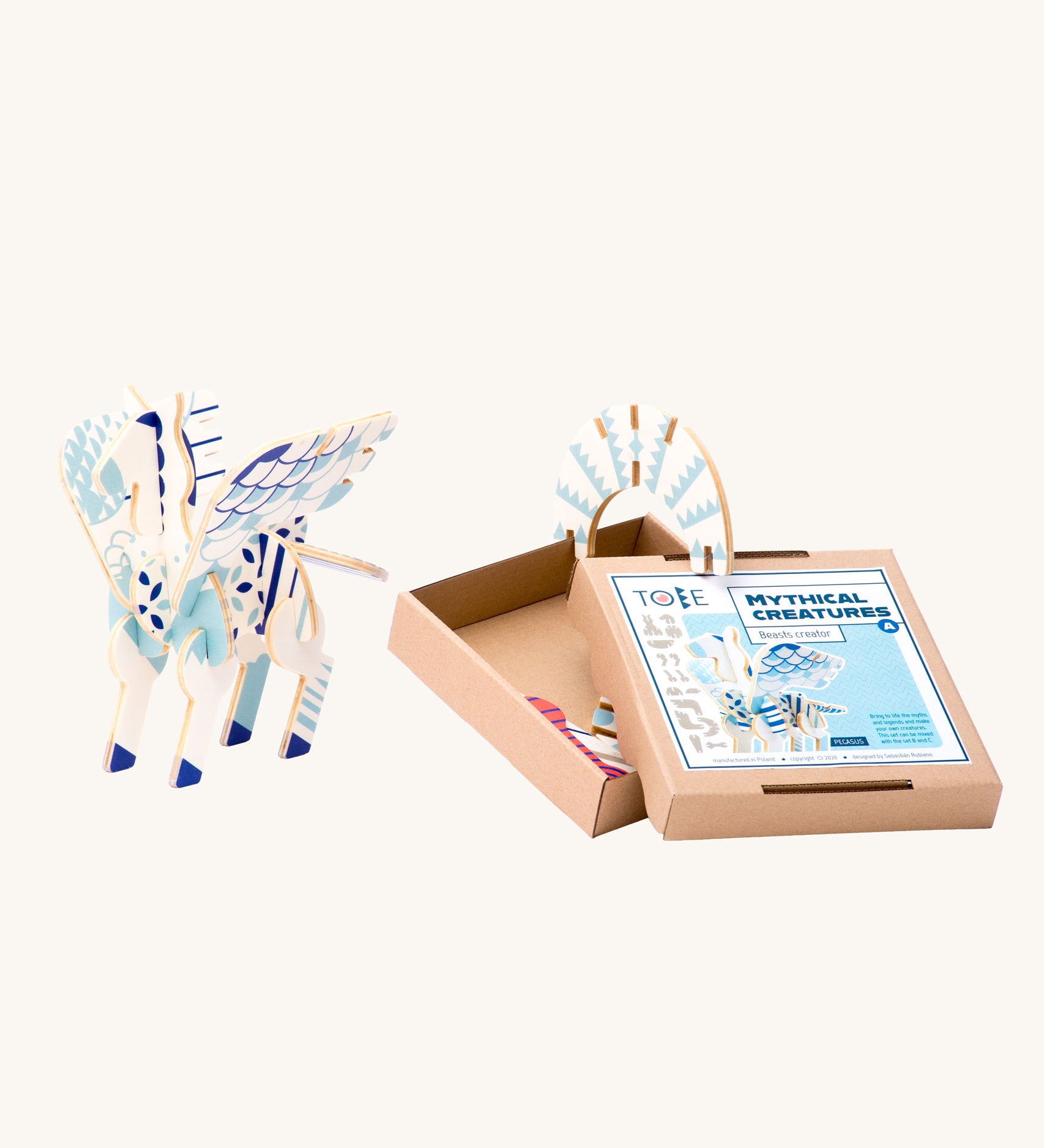 Tobe Pegasus Fantasy Animals wooden Puzzle. Tobe is part of the Bajo family. These heirloom quality toys by Bajo are part of a wide range of wooden toys available here at Babipur. 