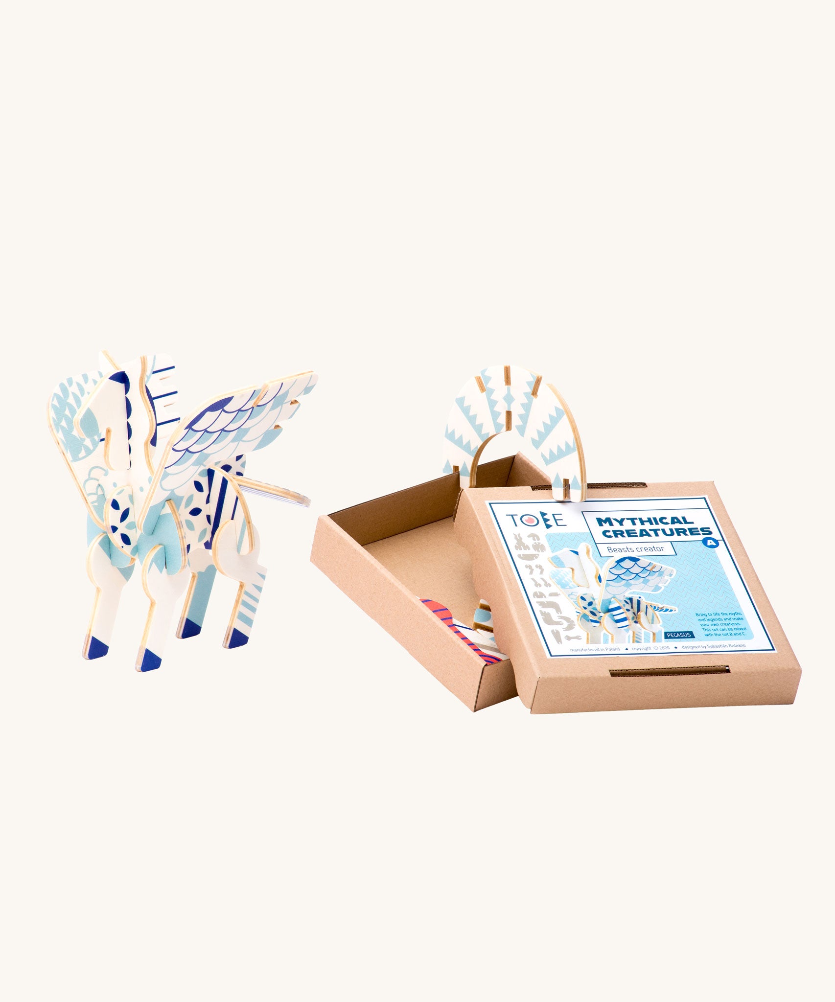 Tobe Pegasus Fantasy Animals wooden Puzzle. Tobe is part of the Bajo family. These heirloom quality toys by Bajo are part of a wide range of wooden toys available here at Babipur. 