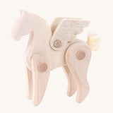 Tobe natural light wood pegasus toy figure with pose-able limbs. Tobe is part of the Bajo family. These heirloom quality toys by Bajo are part of a wide range of wooden toys available here at Babipur. 