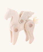 Tobe natural light wood pegasus toy figure with pose-able limbs. Tobe is part of the Bajo family. These heirloom quality toys by Bajo are part of a wide range of wooden toys available here at Babipur. 