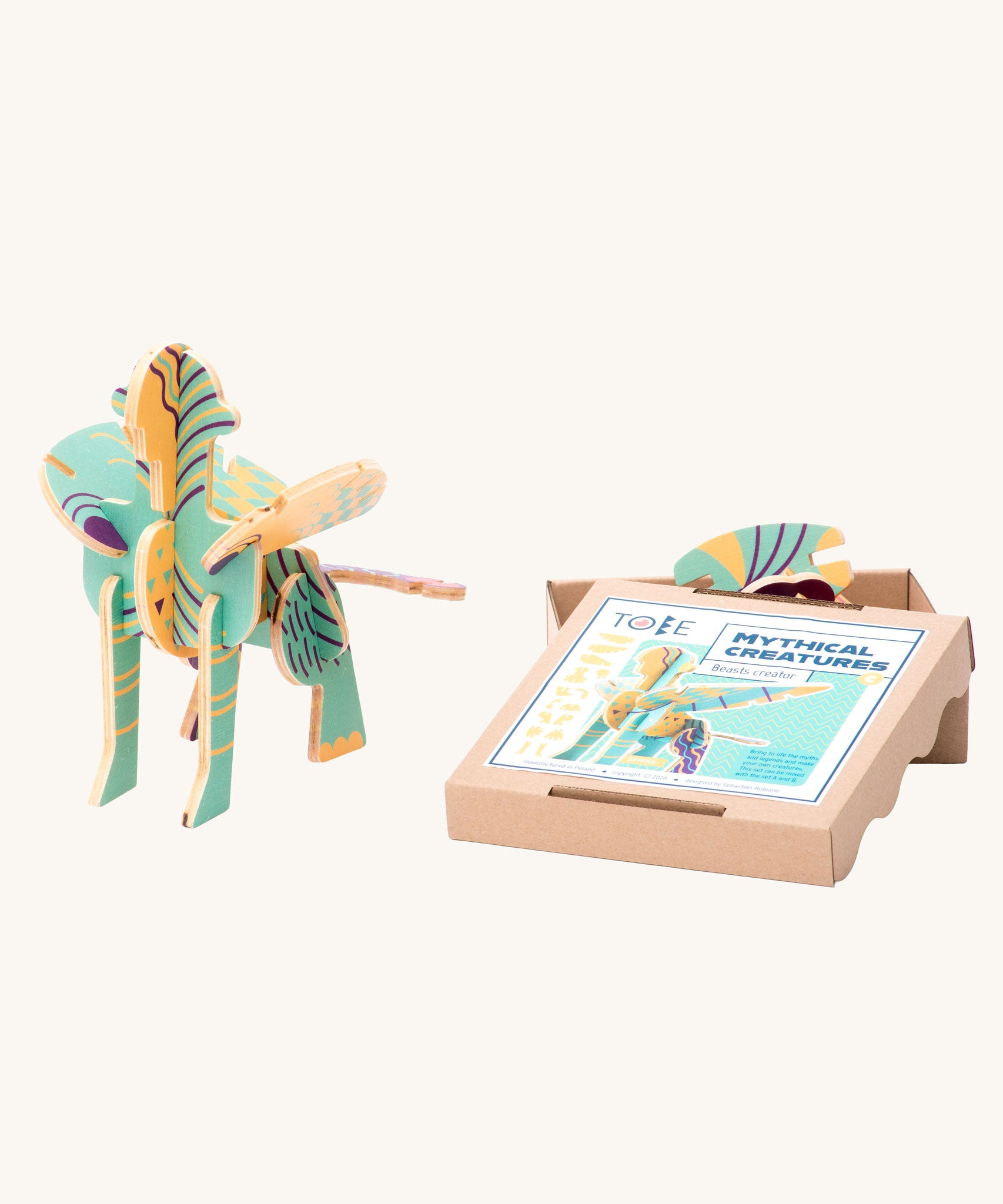 Tobe Sphinx Fantasy Animals wooden toy Puzzle. Tobe is part of the Bajo family. These heirloom quality toys by Bajo are part of a wide range of wooden toys available here at Babipur. 