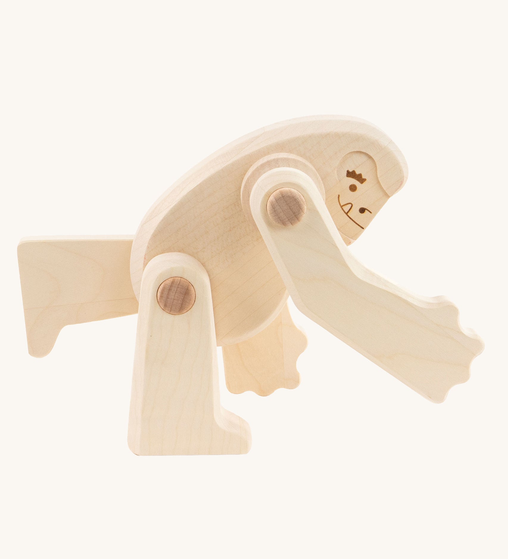 Tobe yeti wooden toy figure with move-able limbs. Tobe are part of the Bajo family. These heirloom quality toys by Bajo are part of a wide range of wooden toys available here at Babipur. 