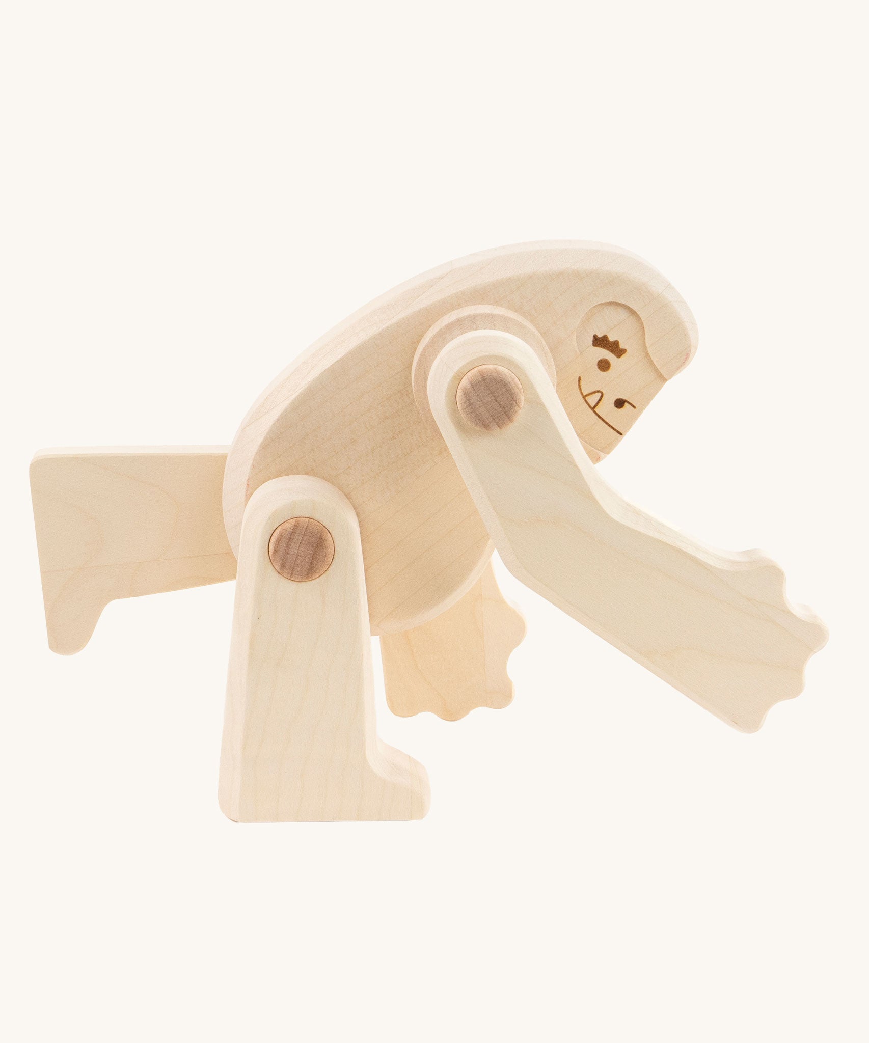 Tobe yeti wooden toy figure with move-able limbs. Tobe are part of the Bajo family. These heirloom quality toys by Bajo are part of a wide range of wooden toys available here at Babipur. 