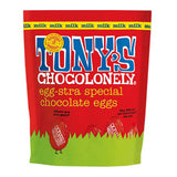Tonys chocolonely fairtrade milk chocolate mini easter eggs pouch on a white background