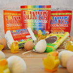 Tonys chocolonely eco-friendly fairtrade easter chocolates on a pile of straw
