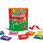 Tony's Chocolonely Fairtrade Tiny Tony's Christmas Sharing Open Pouch with Tony's chocolates in front