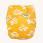 Tots Bots Bamboozle Birth to Potty nappy in a yellow bumble print. 