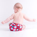 Totsbots wheels on the bus print reusable nappy wrap cover.