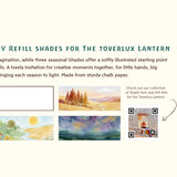 Toverlux Seasons DIY lantern shades. Three softly illustrated seasonal shades and one plain shade ready to decorate and add details to.