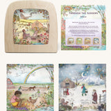 The Toverlux Edulux Through the Seasons Set on display; the Autumn silhouette is in the Toverlux Magic Lamp, the educational booklet as well as two other silhouettes are also shown.
