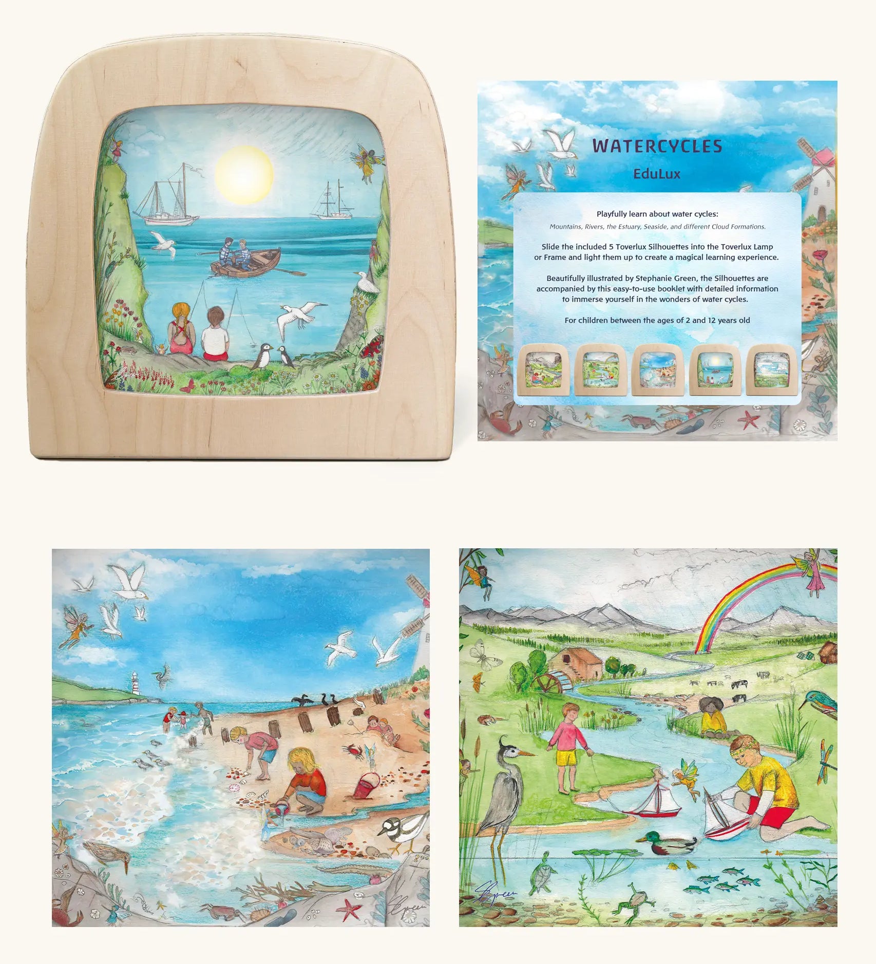 Toverlux Edulux Water Cycles Set, including 5 silhouettes for the Magic Lamp and an information book by Stephanie Green Wilded Family.