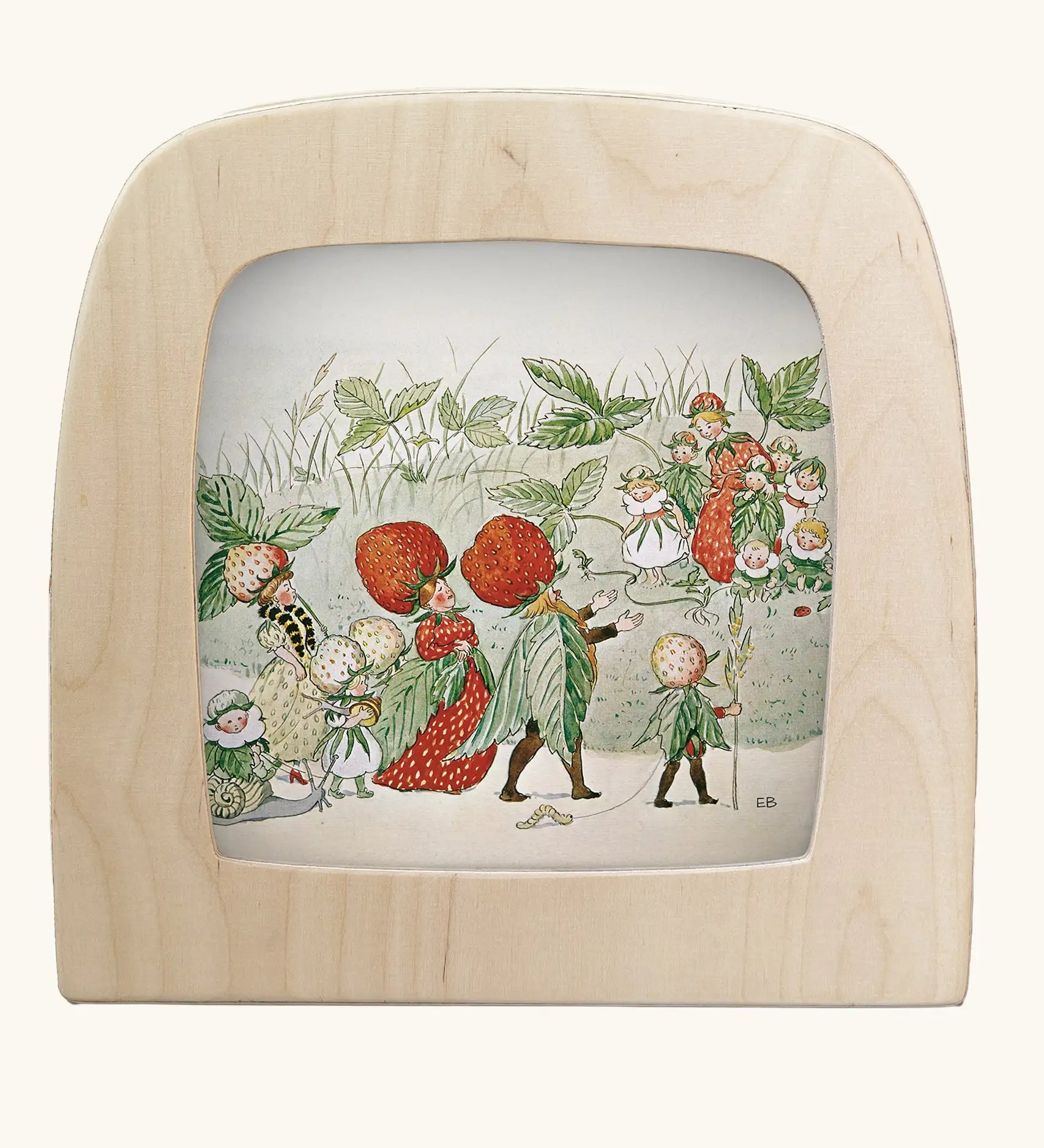 Toverlux silhouette featuring the Christofer's strawberry garden family artwork by Elsa Beskow.