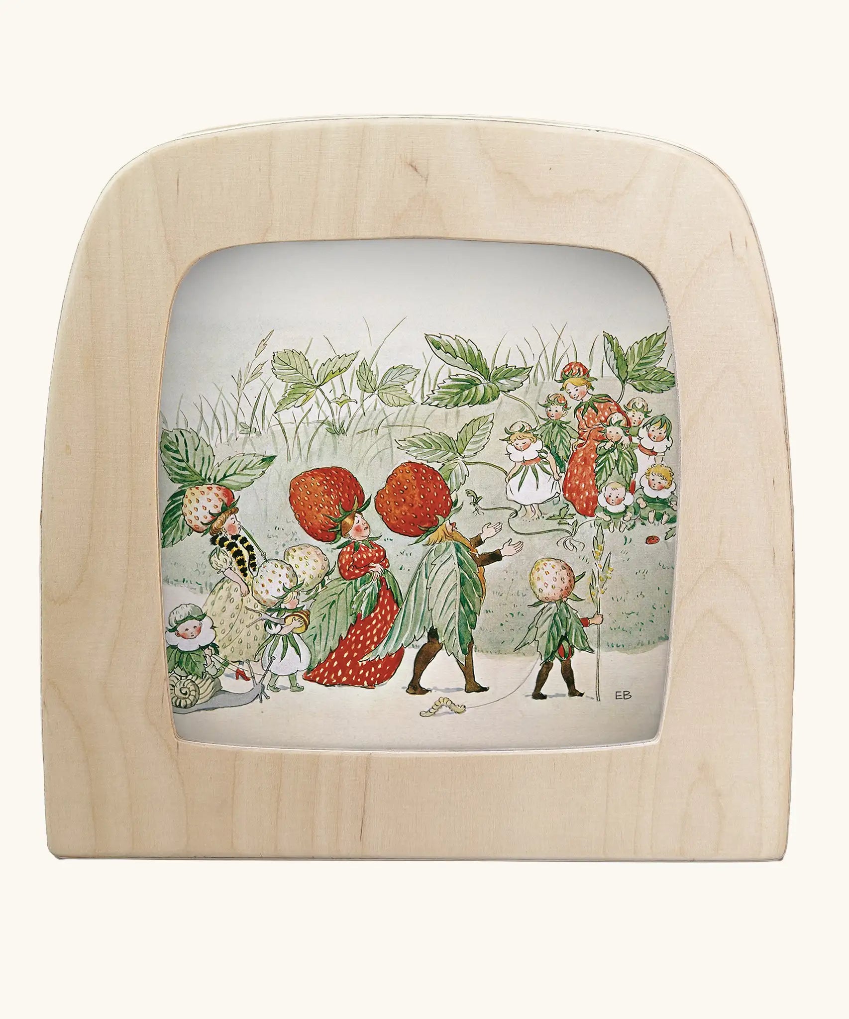 Toverlux silhouette featuring the Christofer's strawberry garden family artwork by Elsa Beskow.