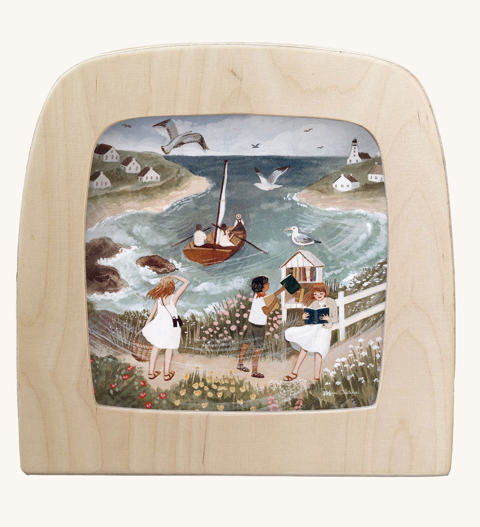 Toverlux magic lamp silhouette with seaside artwork by Tijana Draws.