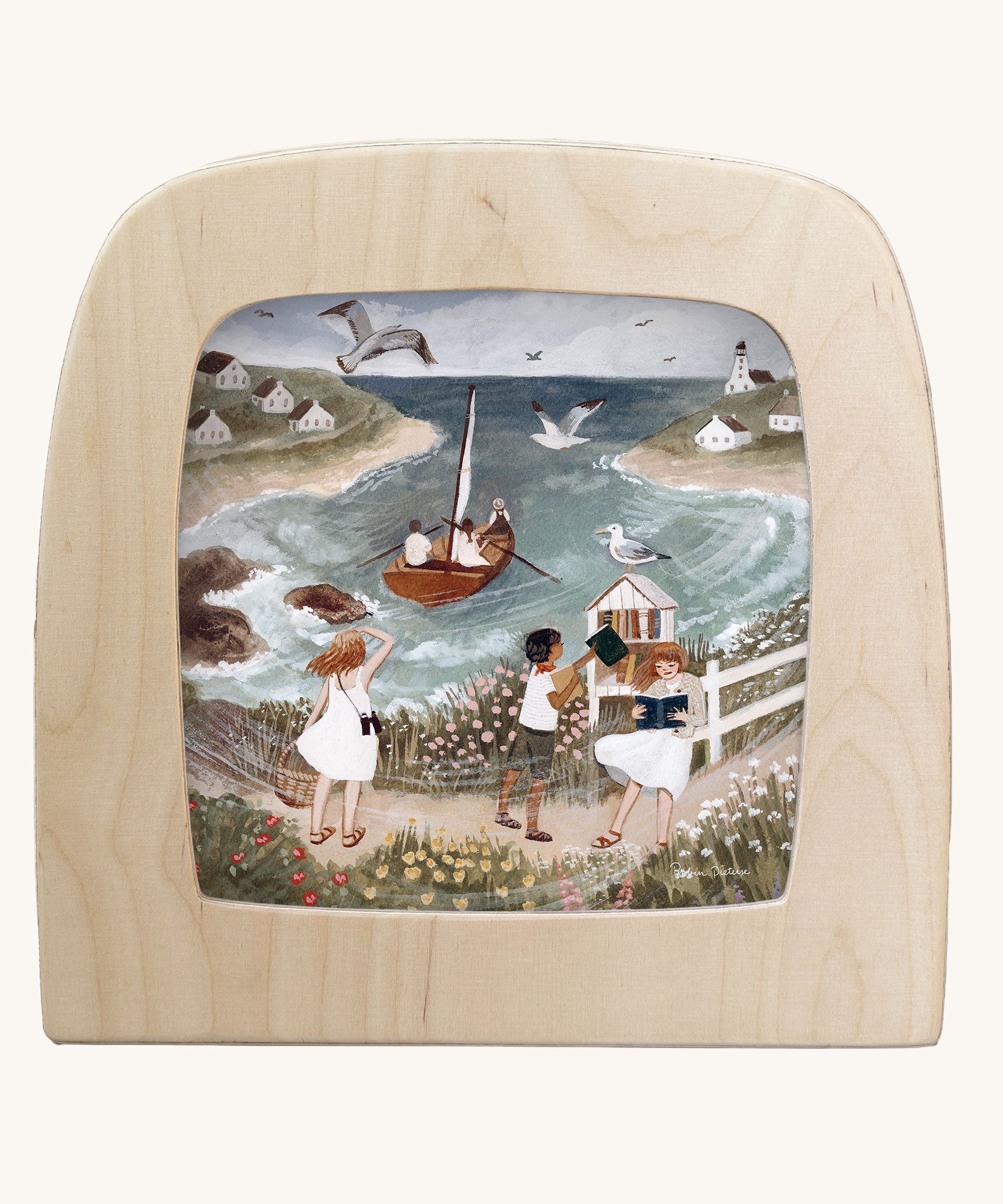 Toverlux magic lamp silhouette with seaside artwork by Tijana Draws.