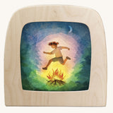 Toverlux magic lamp silhouette featuring courage artwork by Vogel Geluk. 