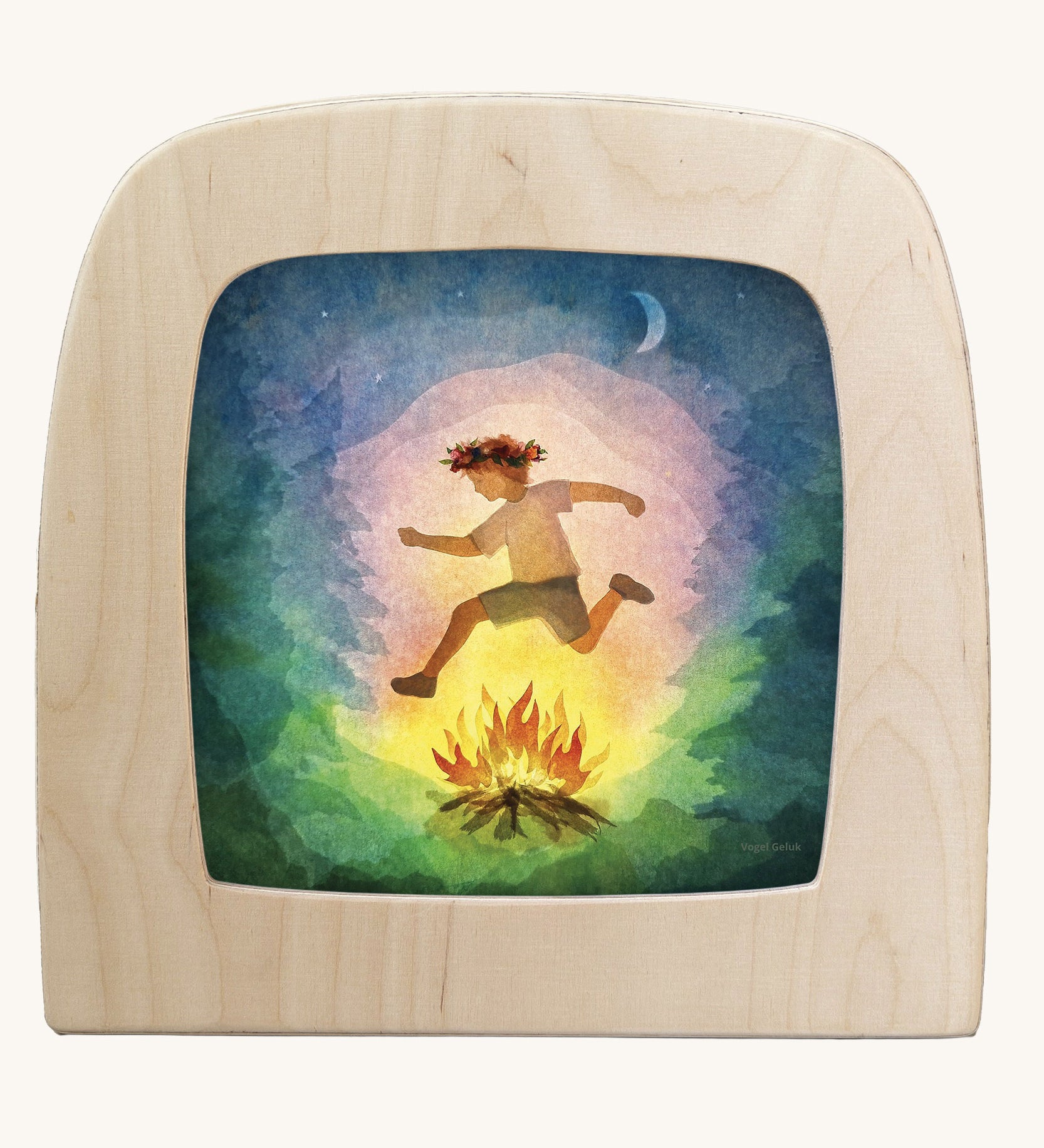 Toverlux magic lamp silhouette featuring courage artwork by Vogel Geluk. 