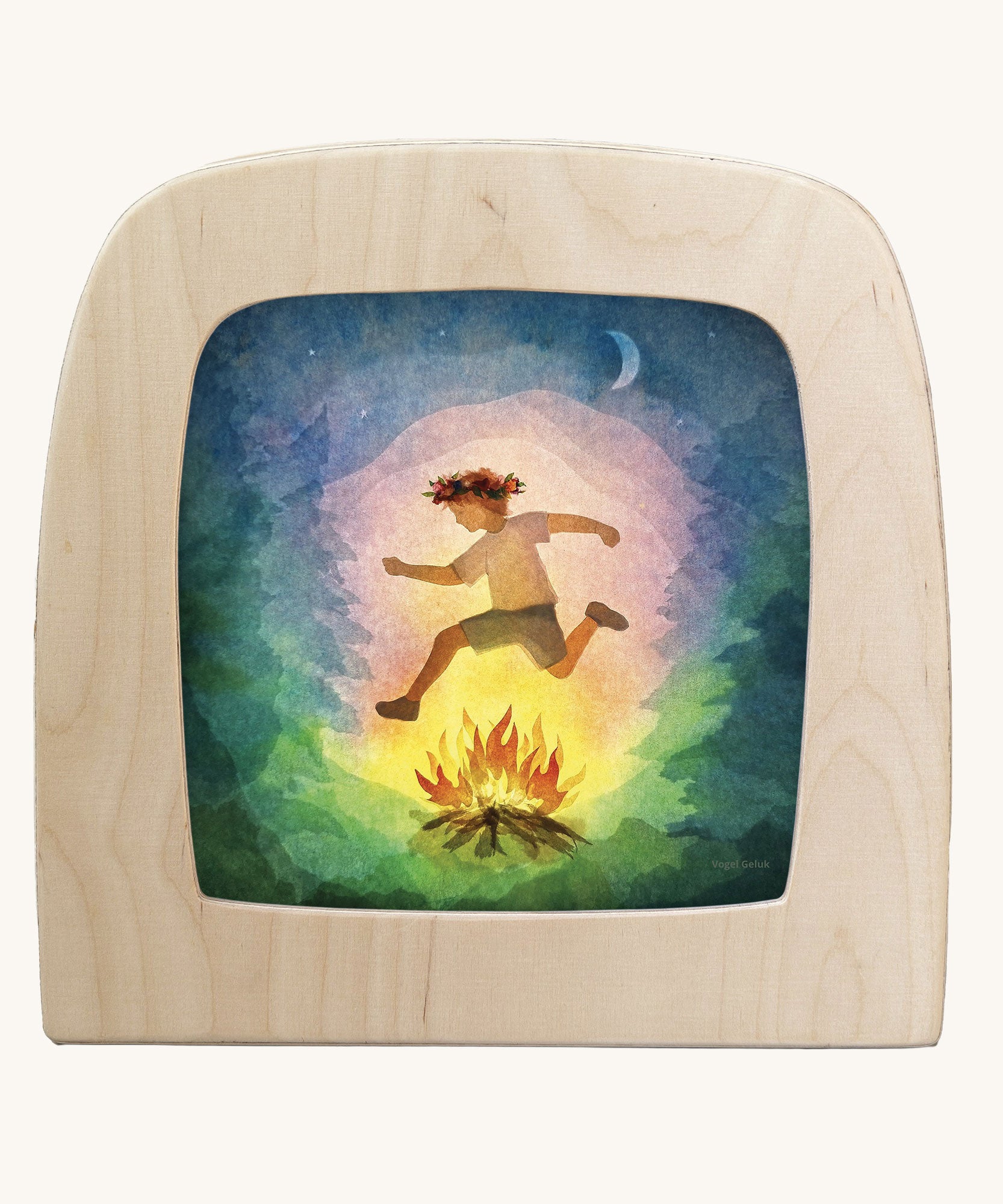 Toverlux magic lamp silhouette featuring courage artwork by Vogel Geluk. 