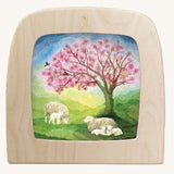 Toverlux magic lamp silhouette featuring little lambs artwork by Vogel Geluk. 