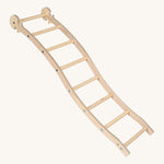Triclimb wooden wibli ladder with natural unpainted rungs. Features Triclimb joints on one end of the ladder to hook onto a Triclimb wooden pikler climbing frame