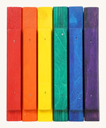 Bottom view of the Triclimb wooden rainbow Miri sticks showing the extended base where the stick can slot on top of the Triclimb Miri slide