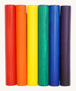 Triclimb wooden Miri stick features 6 rainbow inspired coloured sticks including red, orange, yellow, green, blue and purple  that fit on the Triclimb wooden Miri slide.