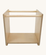 A front view of theTriclimb wooden Arben twr. showing the large base on the bottom and 2 rungs on top for holding.