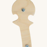 A close up of the Triclimb wooden wibli ladder showing the joint detail on the end that can be hooked onto the Triclimb wooden pikler climbing frame